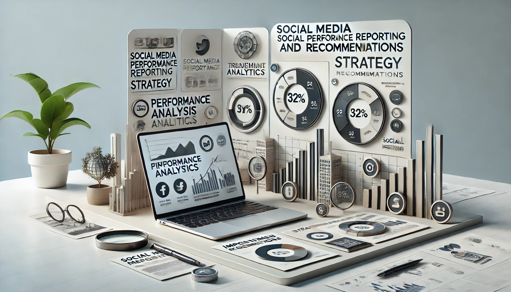 Estrategia de informes de rendimiento en redes sociales con análisis de tendencias y recomendaciones