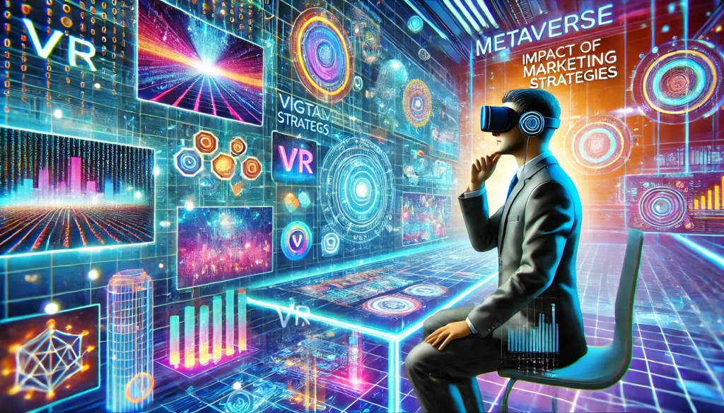 Representación visual del impacto del metaverso en el marketing digital con experiencias inmersivas y tecnología avanzada