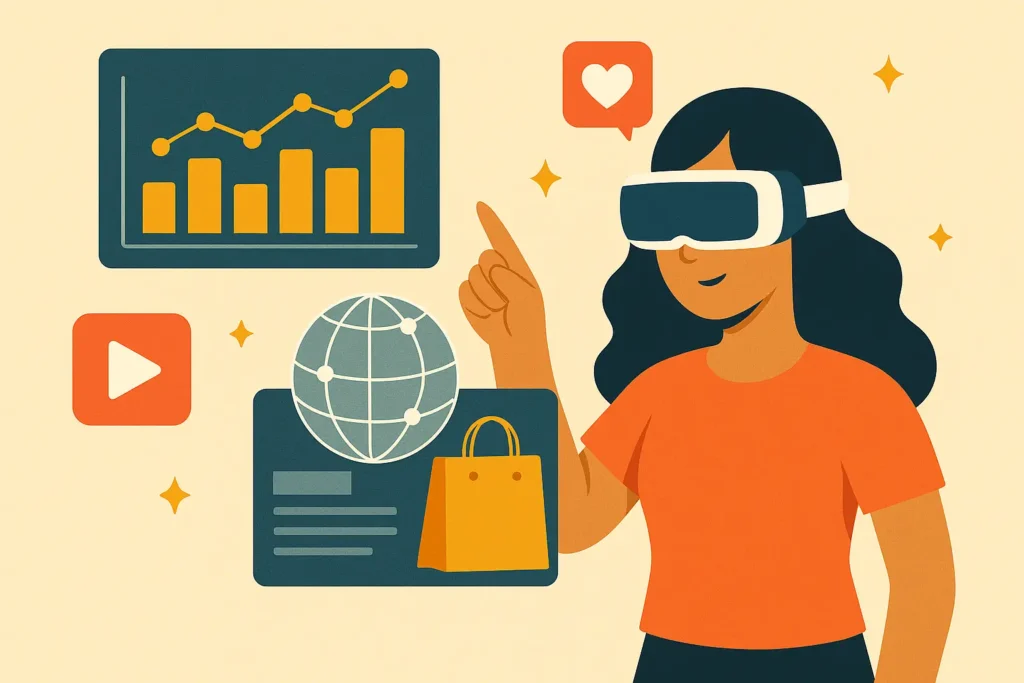Representación visual de cómo la realidad aumentada transforma el marketing digital